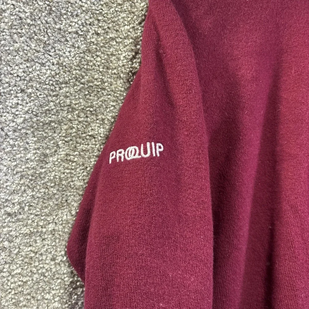 ProQuip Sweater Mens Medium Red Lambswool 1/4‎ Zip Lined Golf Water Repellent
